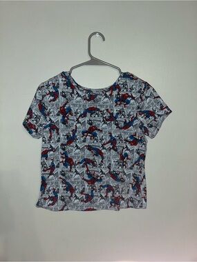 🕸️ Marvel Spider-Man Comic Panel Graphic Crop T-Shirt - Juniors Size Large